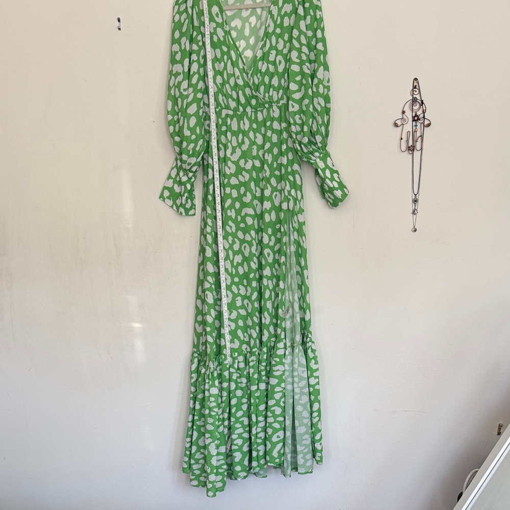 Hanifa Vibrant Bright Green and White Dress Maxi Dress, Size Small Missing belt